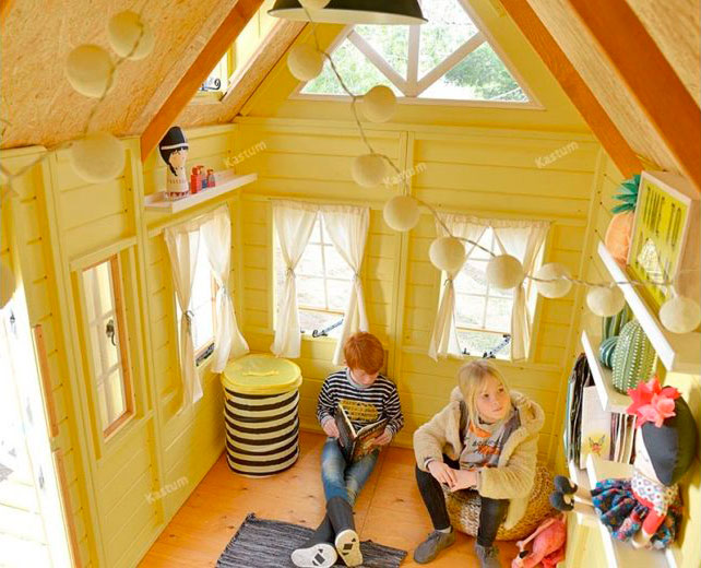 большой деревянный домик для детей kas-039 внутри