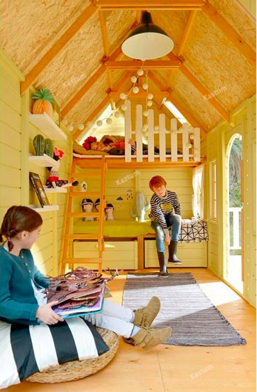 большой деревянный домик для детей kas-039 двуярусная кровать