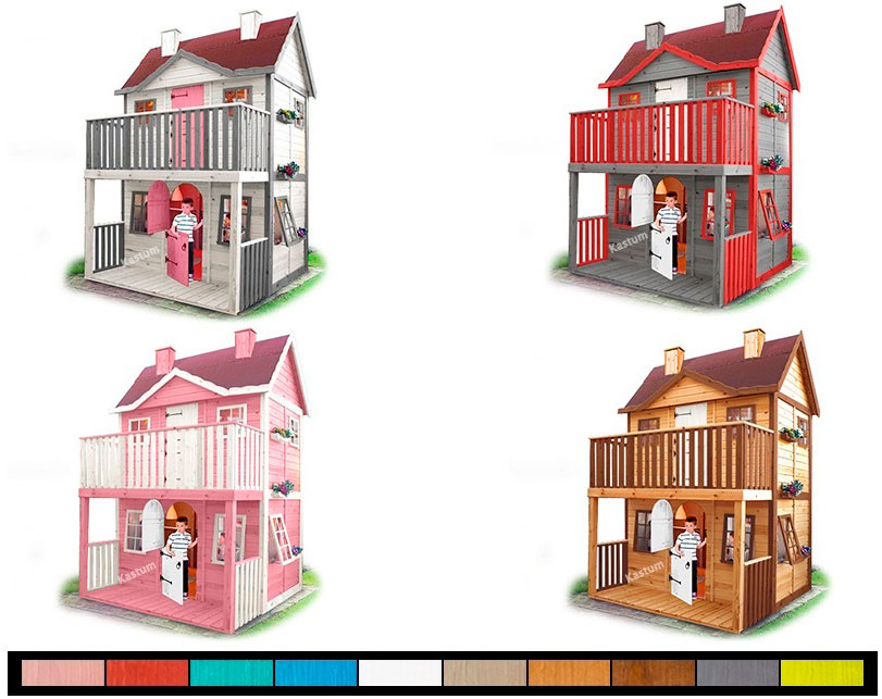 большой деревянный домик для детей kas-043 варианты покраски