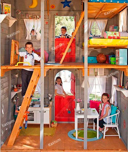 ольшой деревянный домик для детей kas-043 внутри