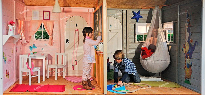 деревянный домик для детей на дачу kas-042 внутри