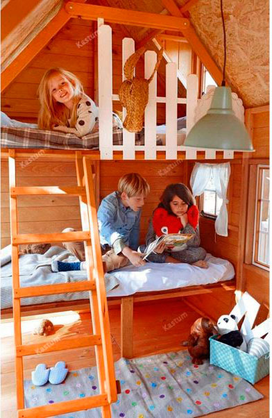 детский игровой деревянный домик kas-034 две кровати