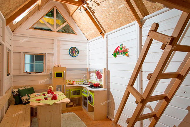 детский игровой деревянный домик kas-034 внутри