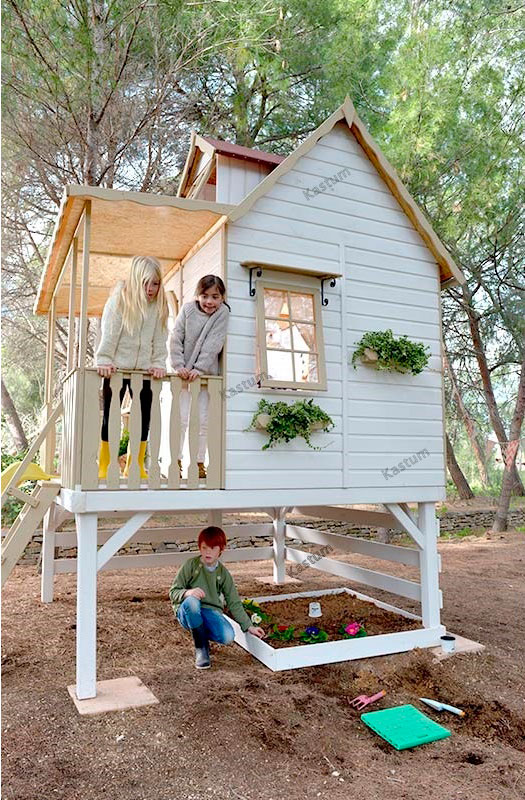 детский игровой деревянный домик kas-036 вид сбоку