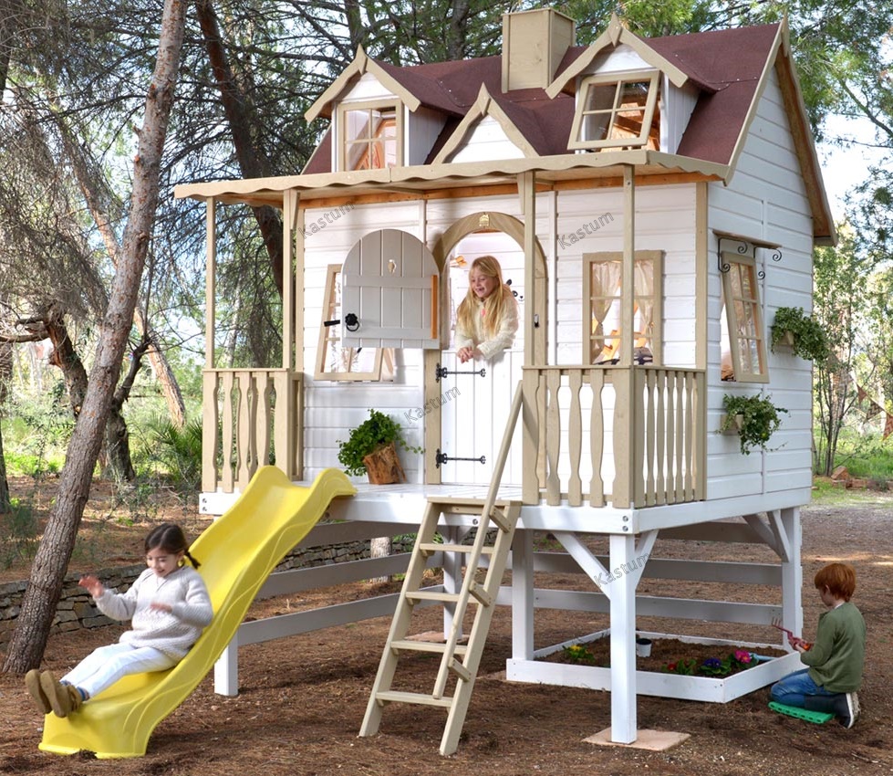 детский игровой деревянный домик kas-036 белый